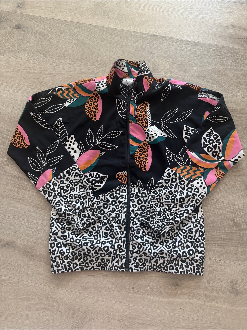 Adidas x Farm Rio print relaxed lightweight windbreaker size small